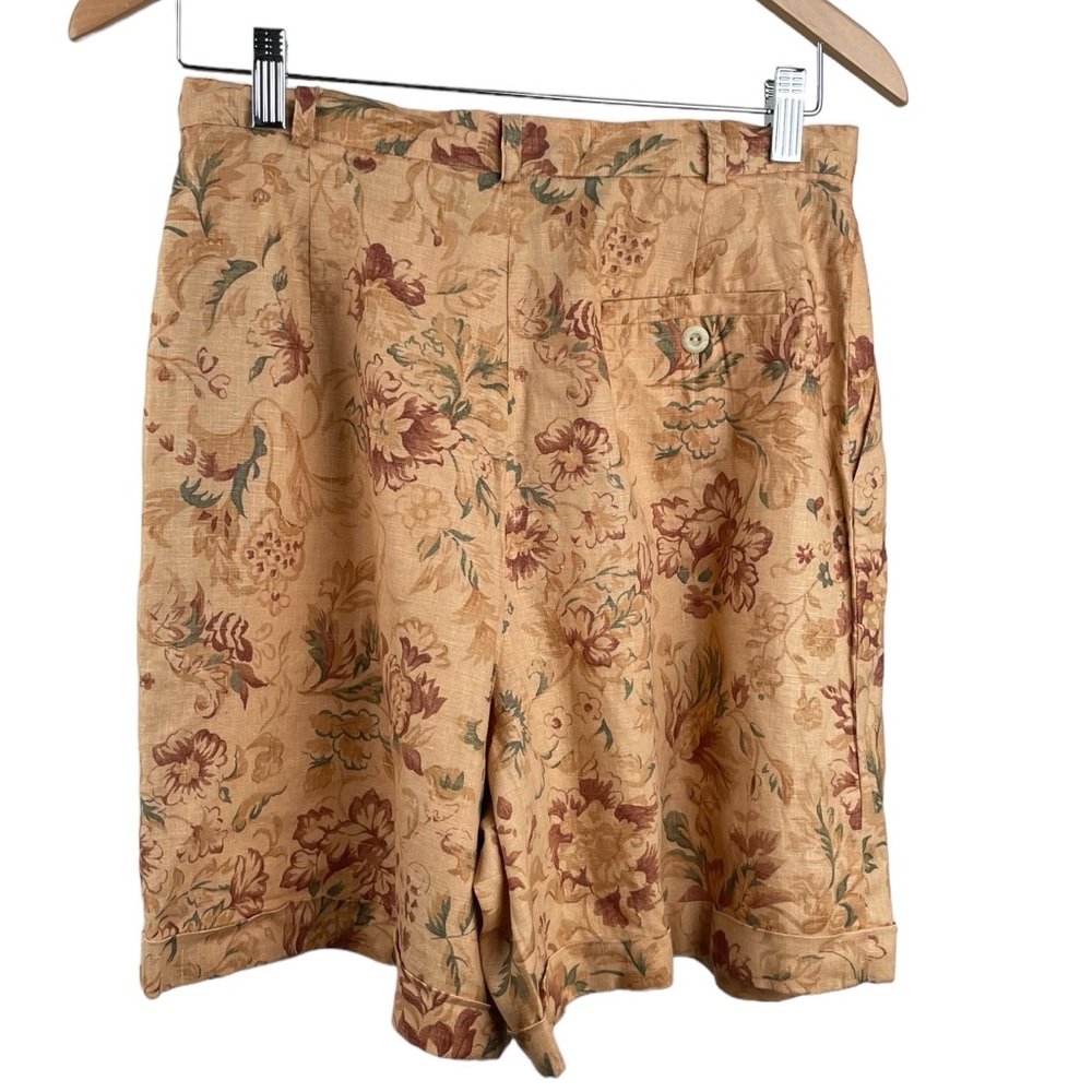Ralph Lauren Floral Tan and Green High-Waist Bermuda Shorts - Picture 5 of 7